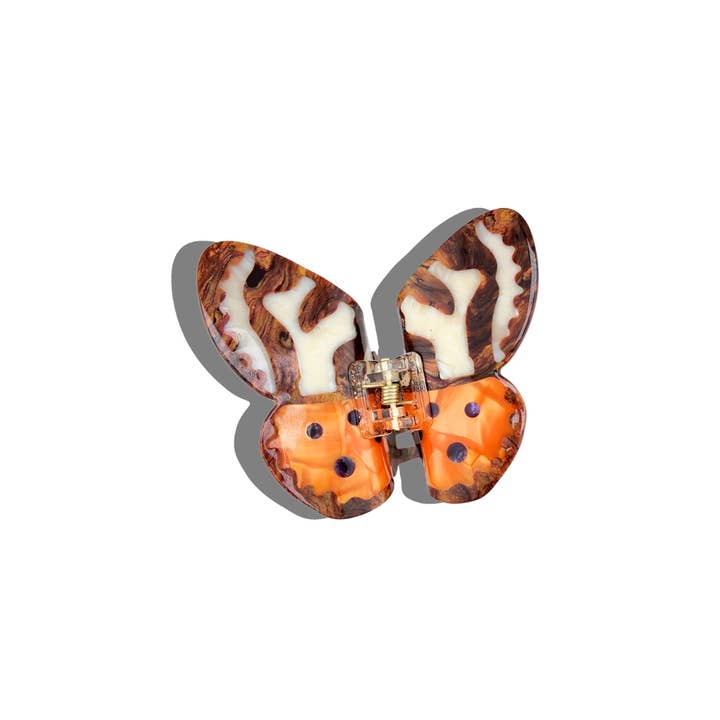 Hand-Painted Tiger Moth Claw Hair Clip