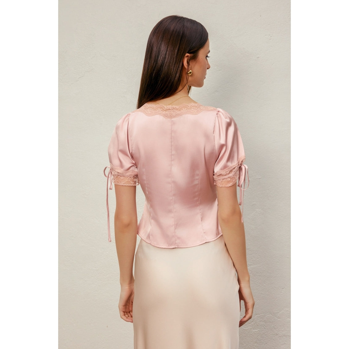 Going Out Lace Tied Short Sleeve Blouse