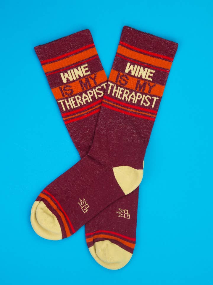 Wine Is My Therapist Gym Crew Socks