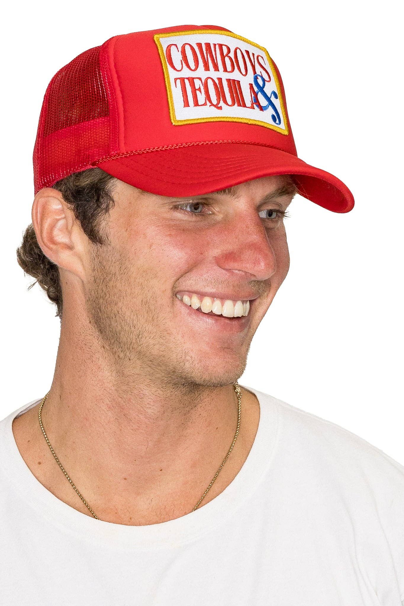 Cowboys & Tequila Trucker Hat in Red