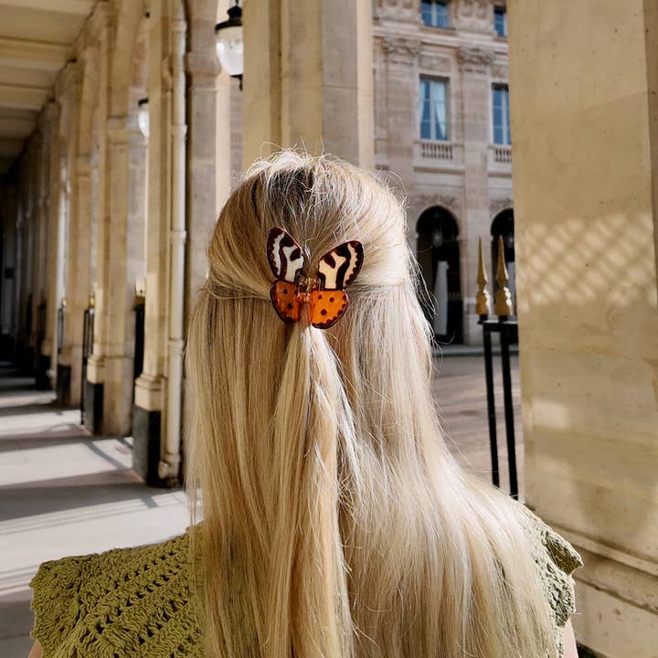 Hand-Painted Tiger Moth Claw Hair Clip