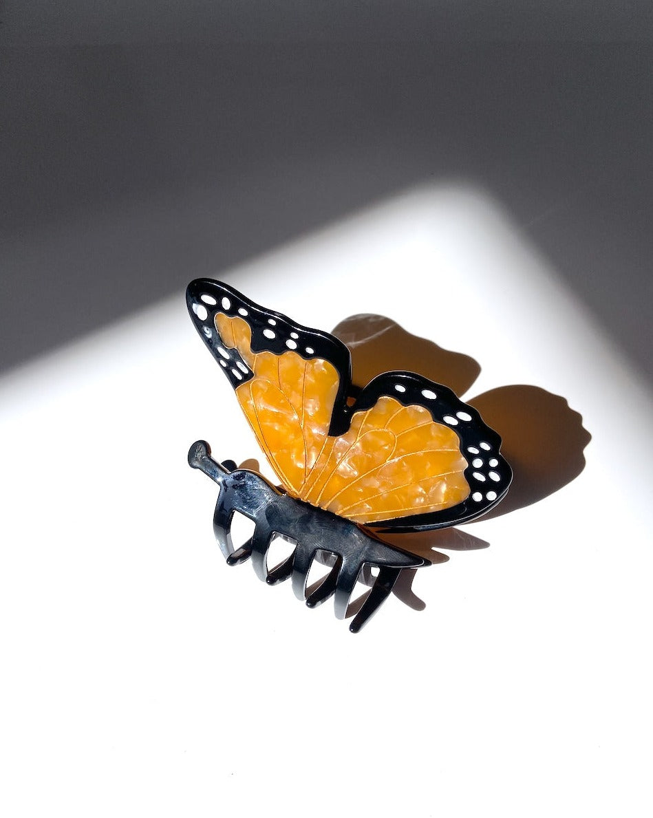 Hand-Painted Monarch Butterfly Claw Hair Clip
