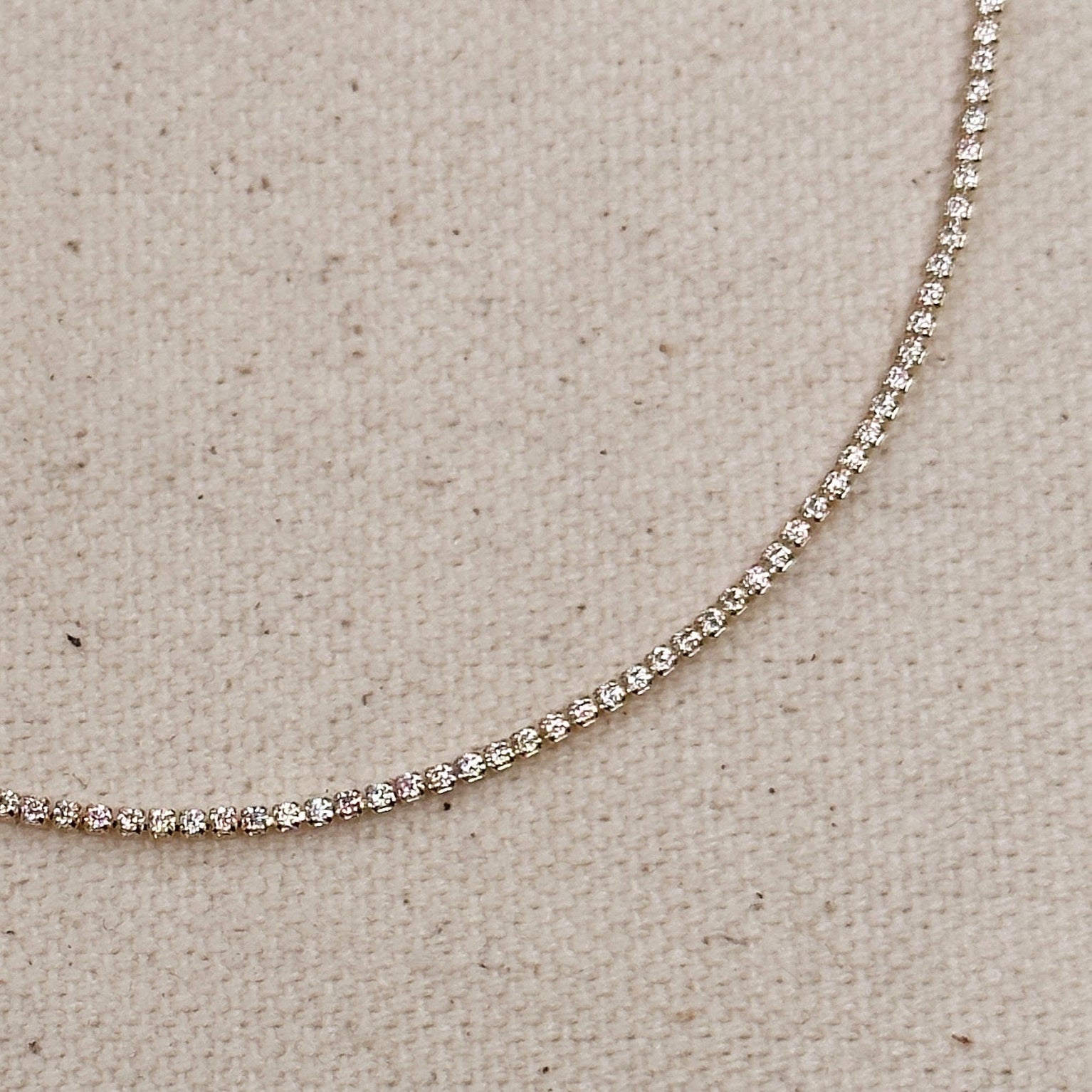 18k Gold Filled 1.2mm Cz Tennis Necklace