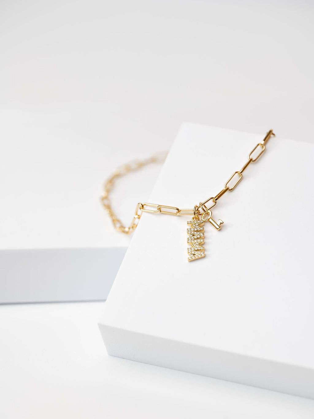 Pavé MAMA Charm and Mini Skeleton Brooklyn Necklace