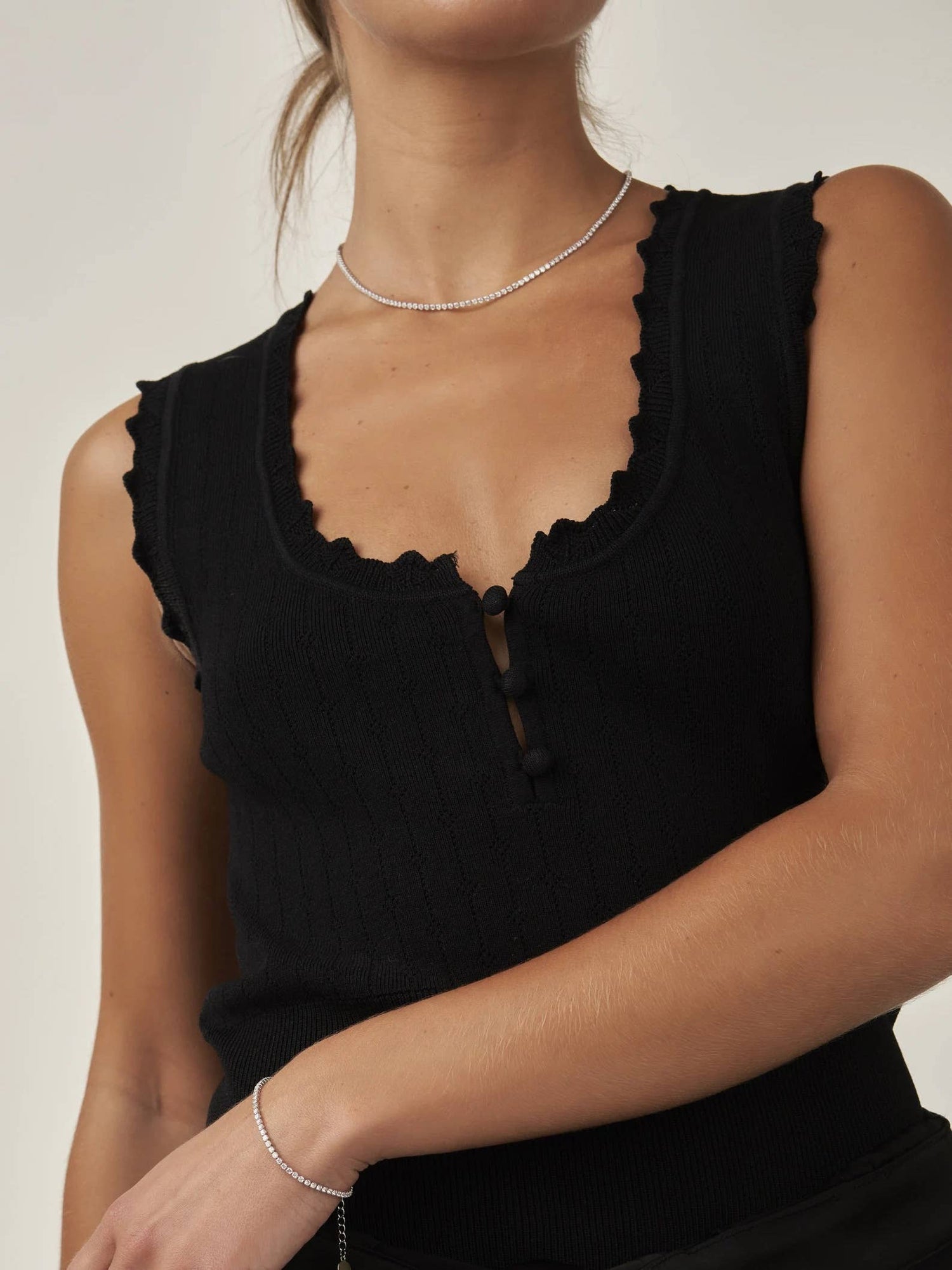 Tennis Necklace. Premium PV plated stainless CZ. 