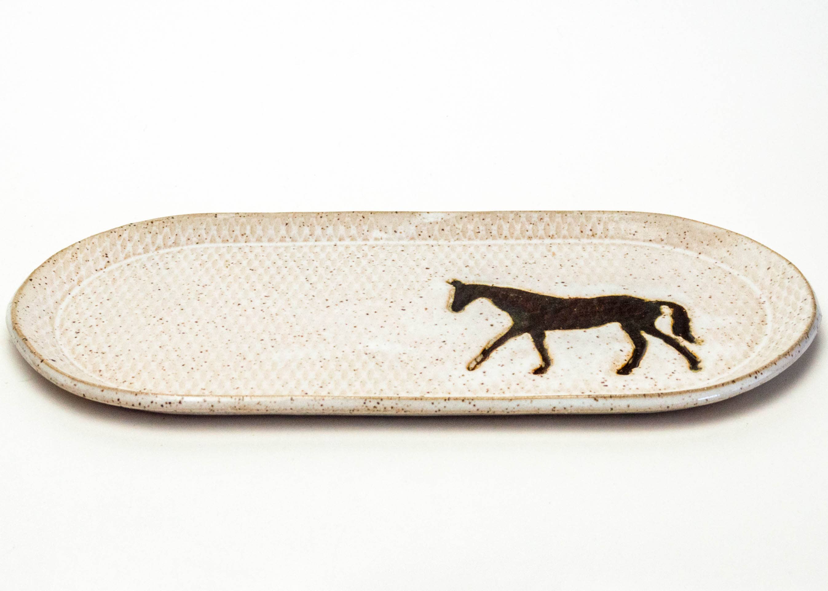 Brown Horse Design Handmade, in Ohio, Ceramic Platter Lg 10"