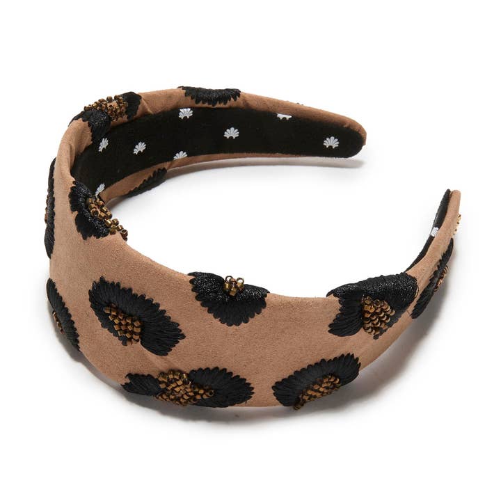 Espresso Brigitte Leopard Embroidered Headband