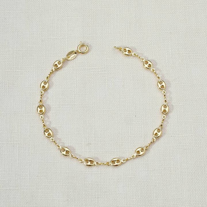 18k Gold Filled Fancy Puff Links Chain Bracelet