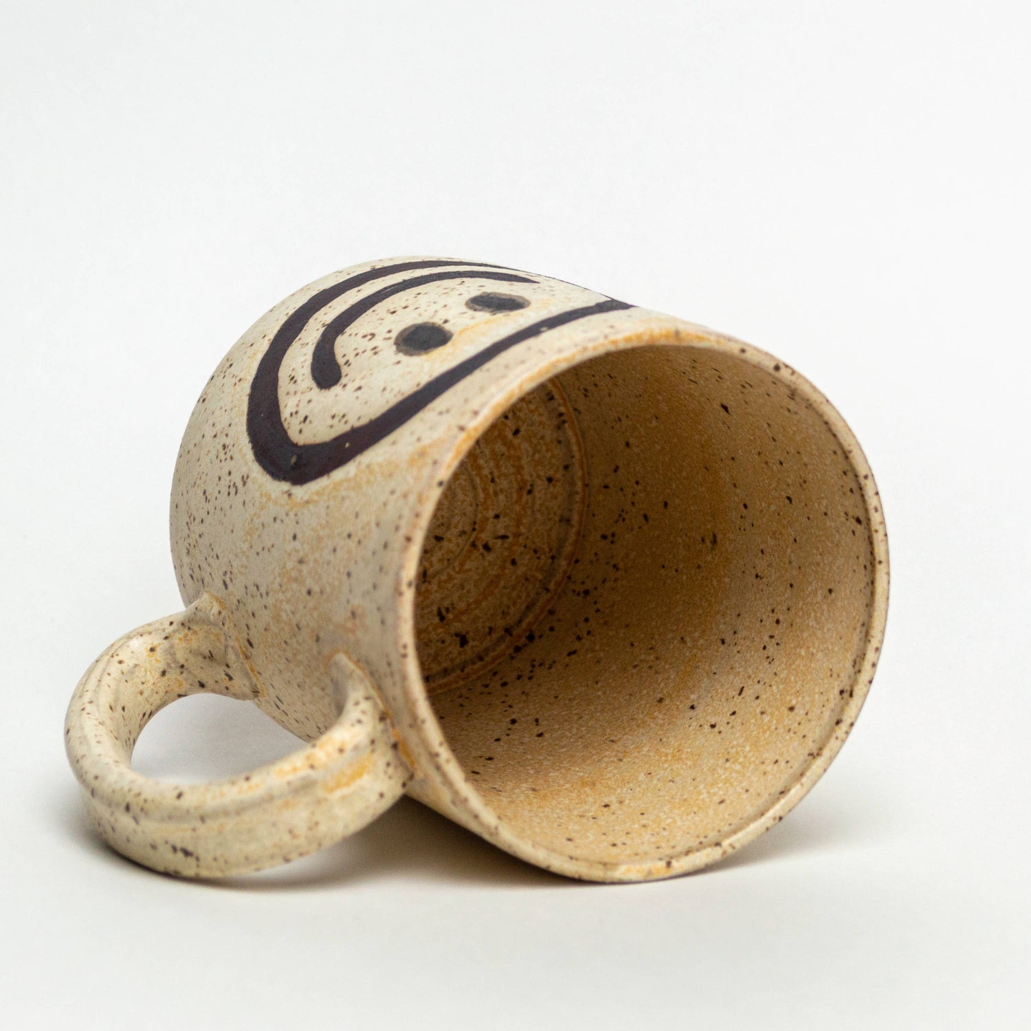 Smiley Face Handmade in Ohio Ceramic Beige 14oz Mug
