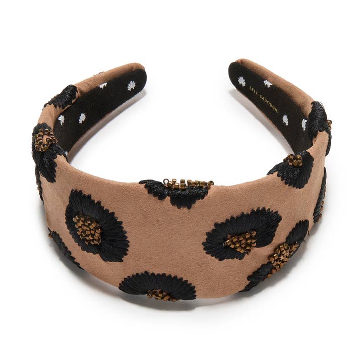 Espresso Brigitte Leopard Embroidered Headband
