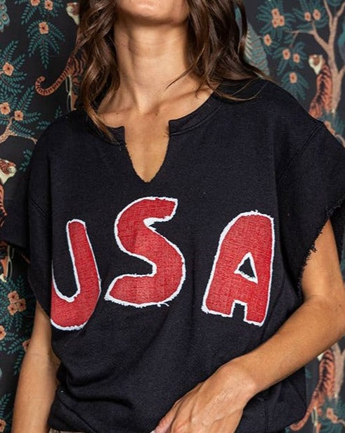 'USA' Graphic Oversized Top