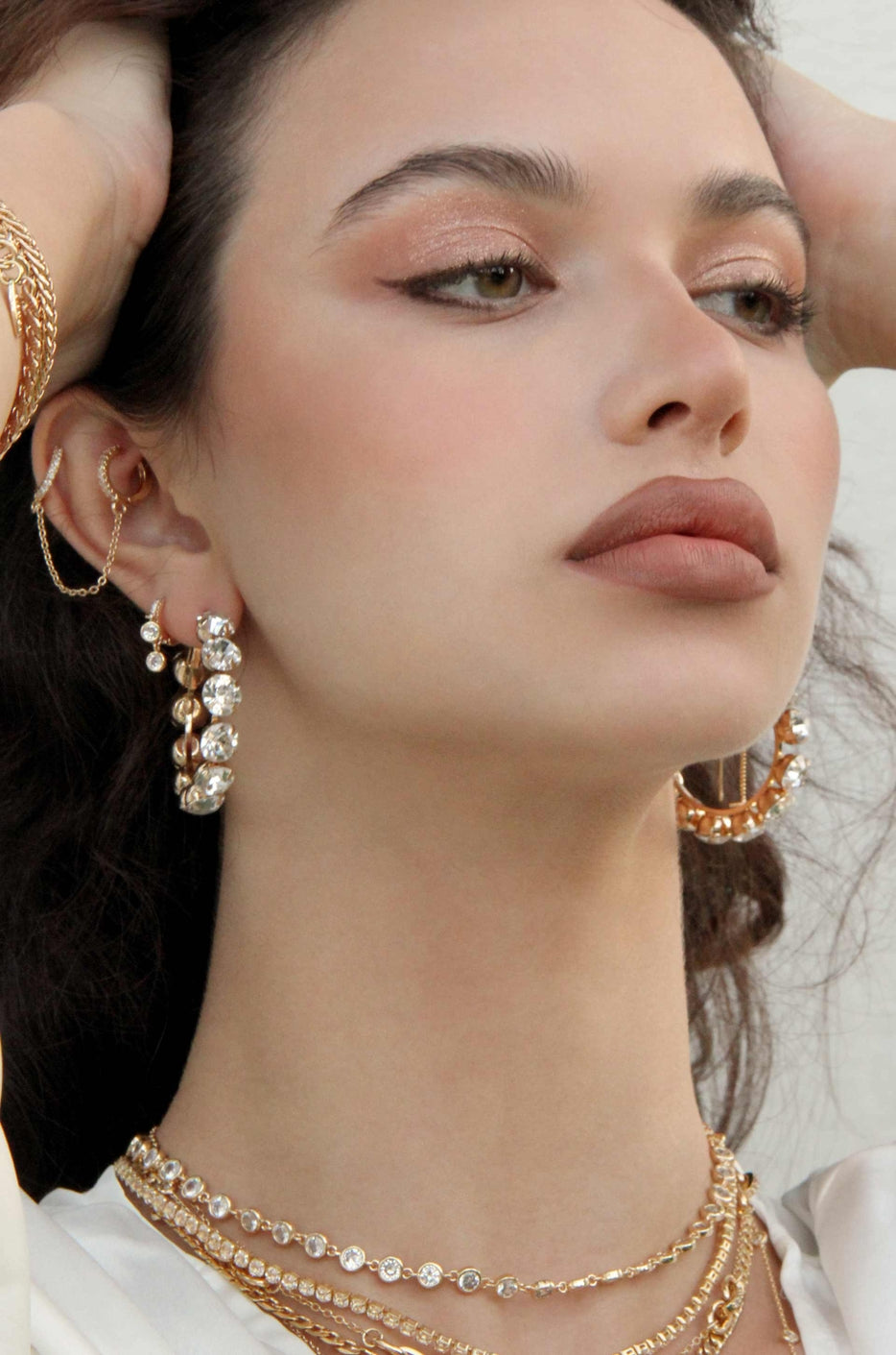 Crystal & 18k Gold Warrior Hoop Earrings