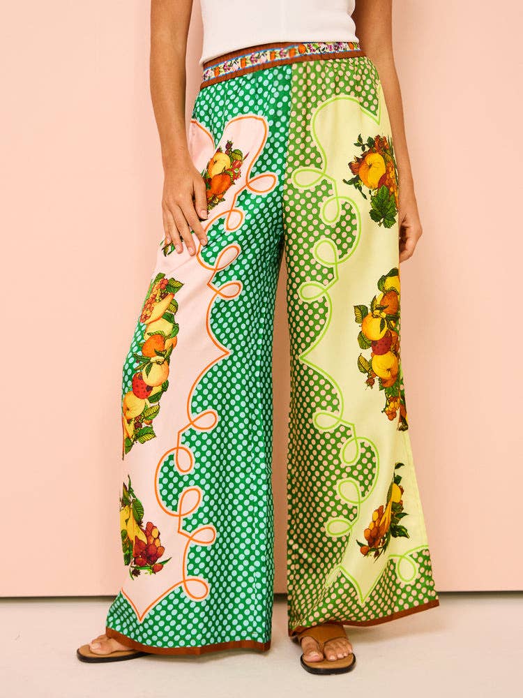 Abstract Print Shirt Pocket Wide-Leg Pants Set