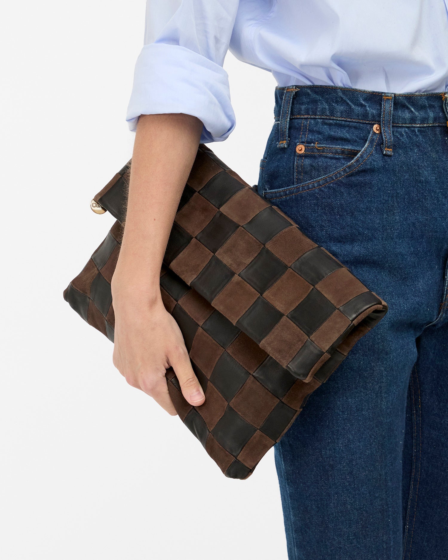 Carryall Clutch w/ Tabs Black/Chocolate Oversized Checker