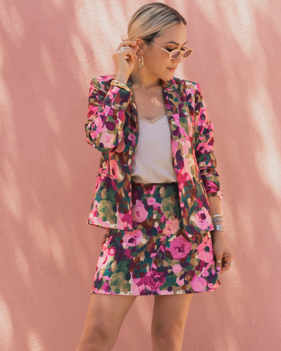 FLORAL PRINT FITTED BLAZER