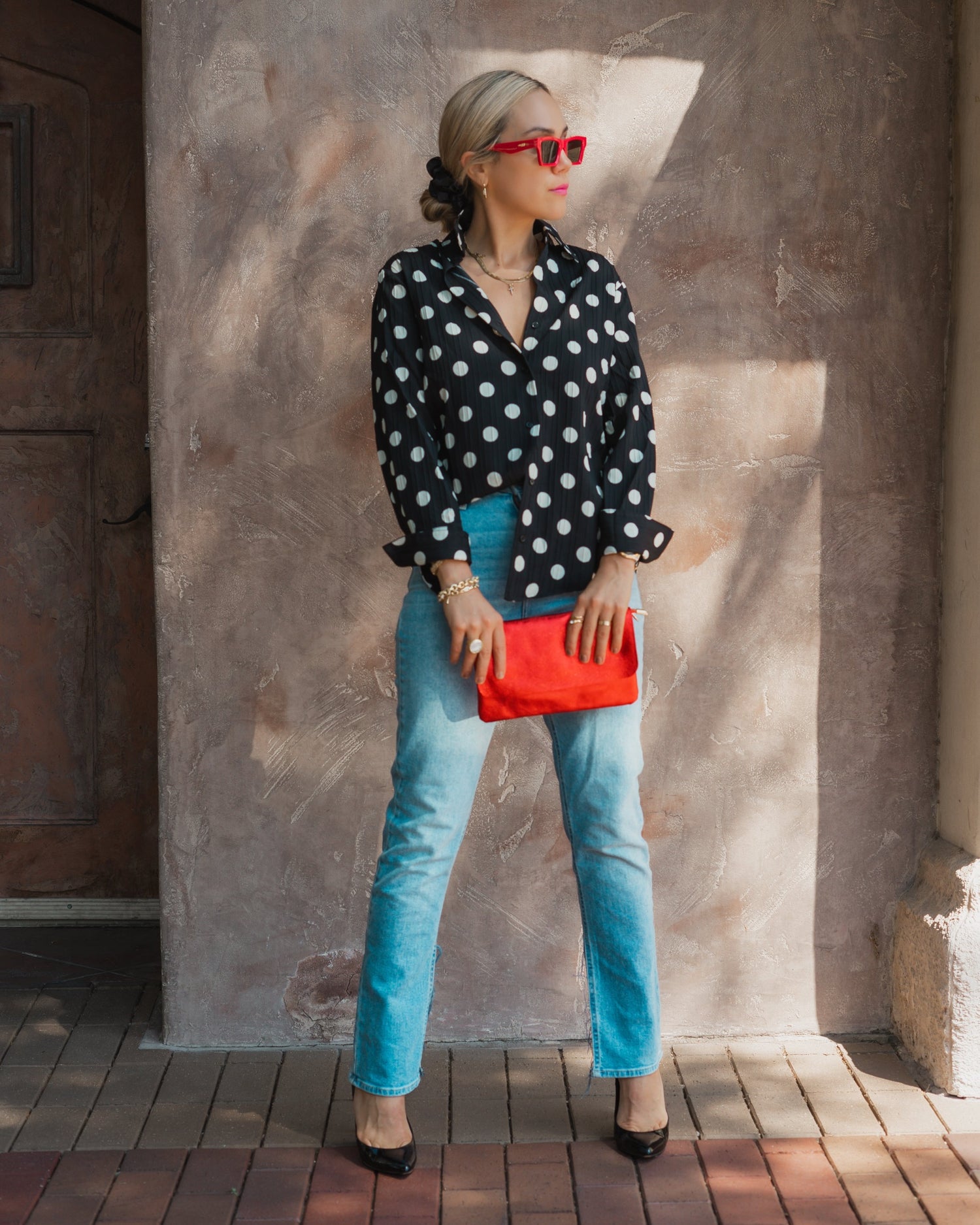 Polka Dot Long Sleeve Blouse