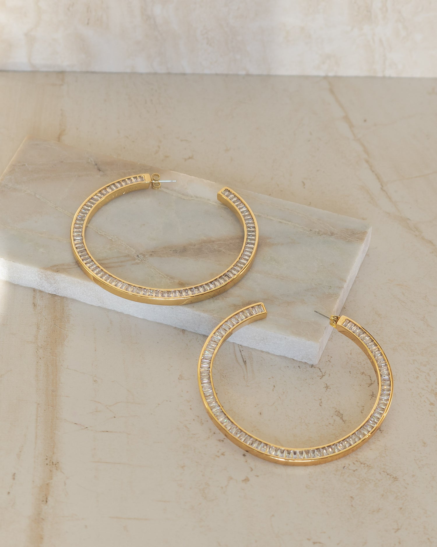 Baguette-Cut Lab-Created Diamond Edge Open Hoop Earrings - Large