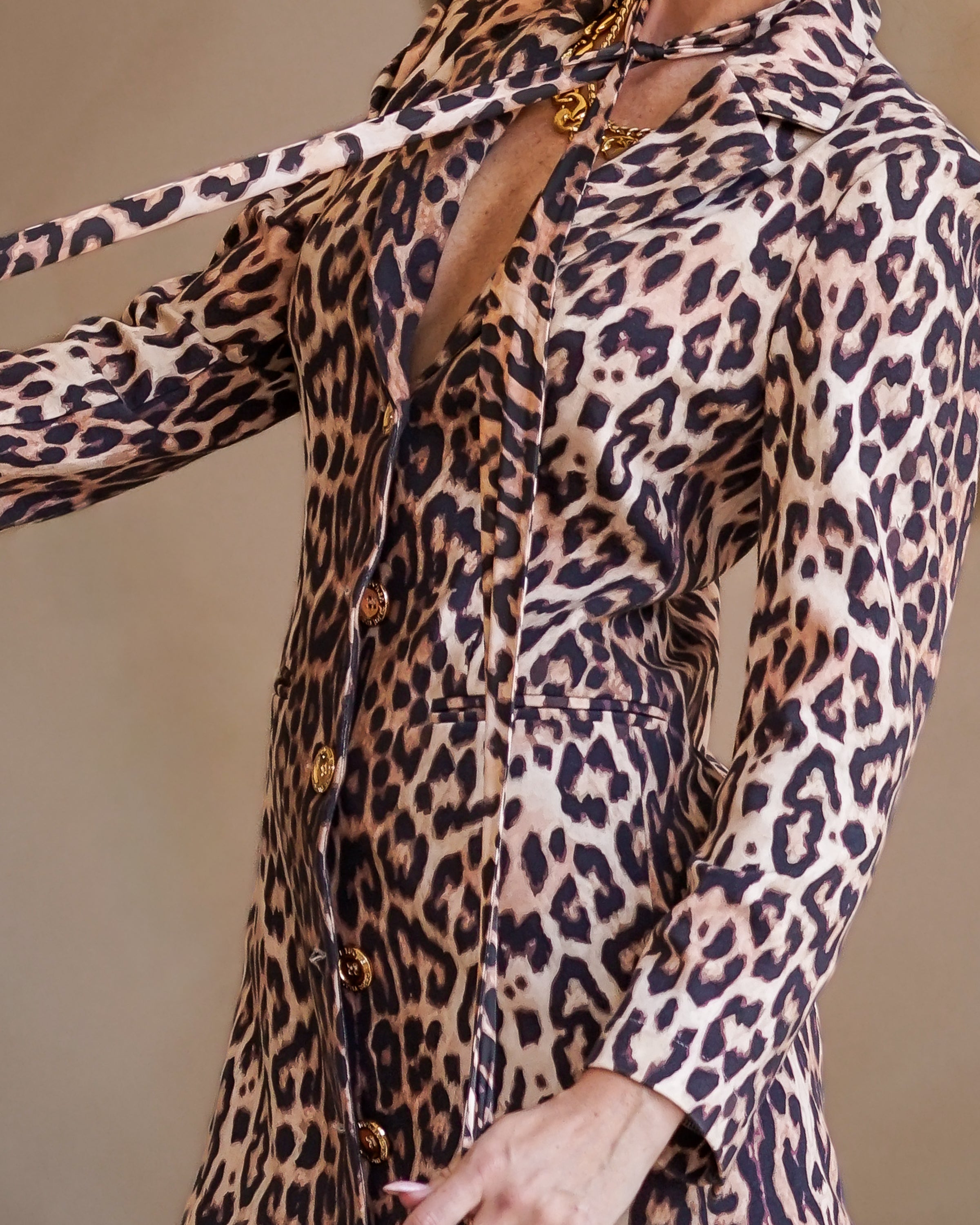 Jess Interlock Blazer Dress Leopard