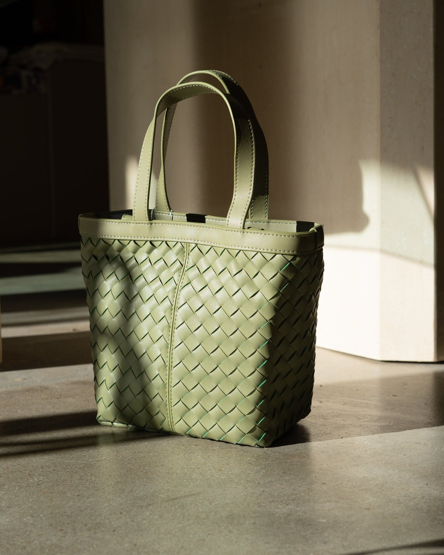 Genuine Leather Woven Tote Bag