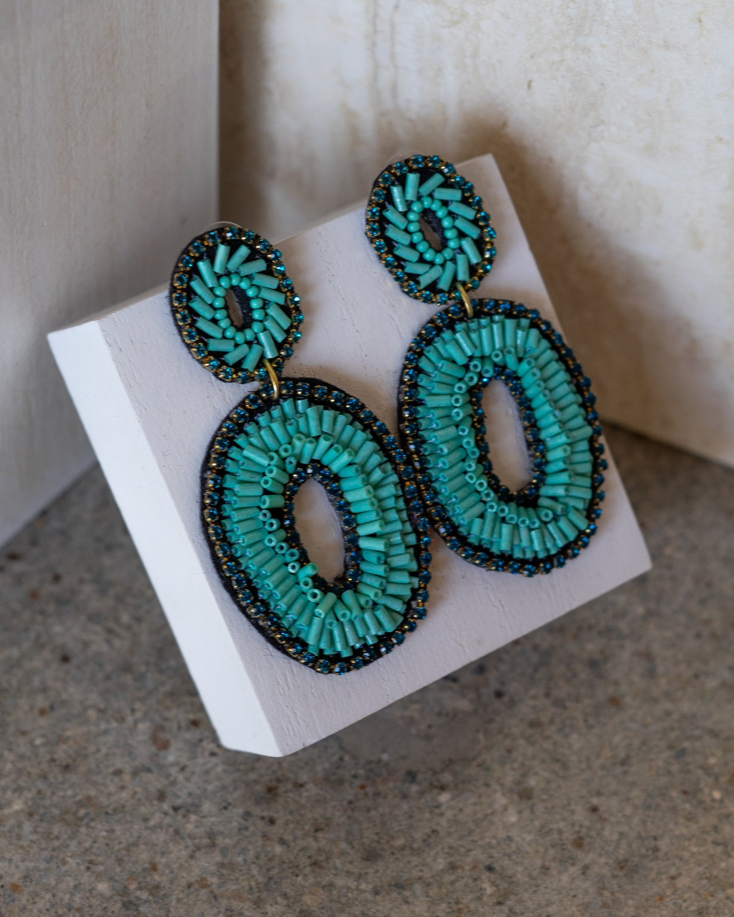 Beaded Double Oval Earrings 2