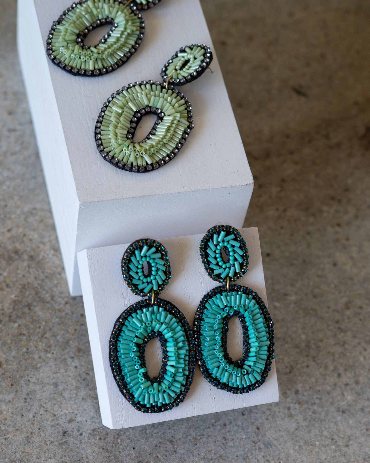 Beaded Double Oval Earrings 3