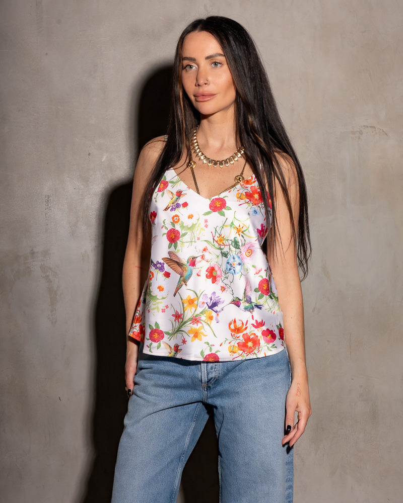 Cooper Cami Floral Hummingbird (Ivory)