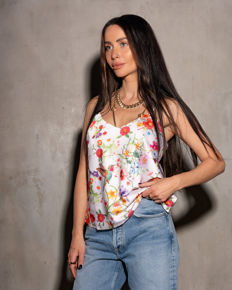 Cooper Cami Floral Hummingbird (Ivory)