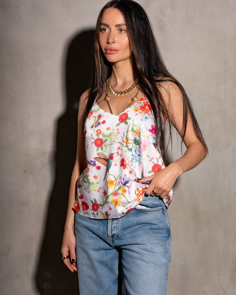 Cooper Cami Floral Hummingbird (Ivory)