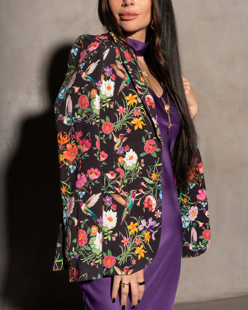 Kravitz Interlock Blazer Floral Hummingbird