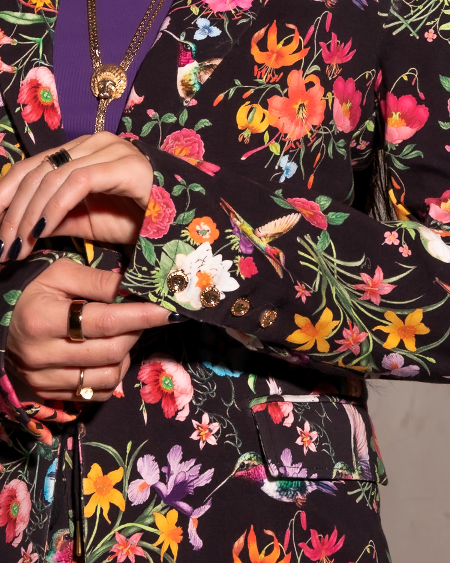 Kravitz Interlock Blazer Floral Hummingbird