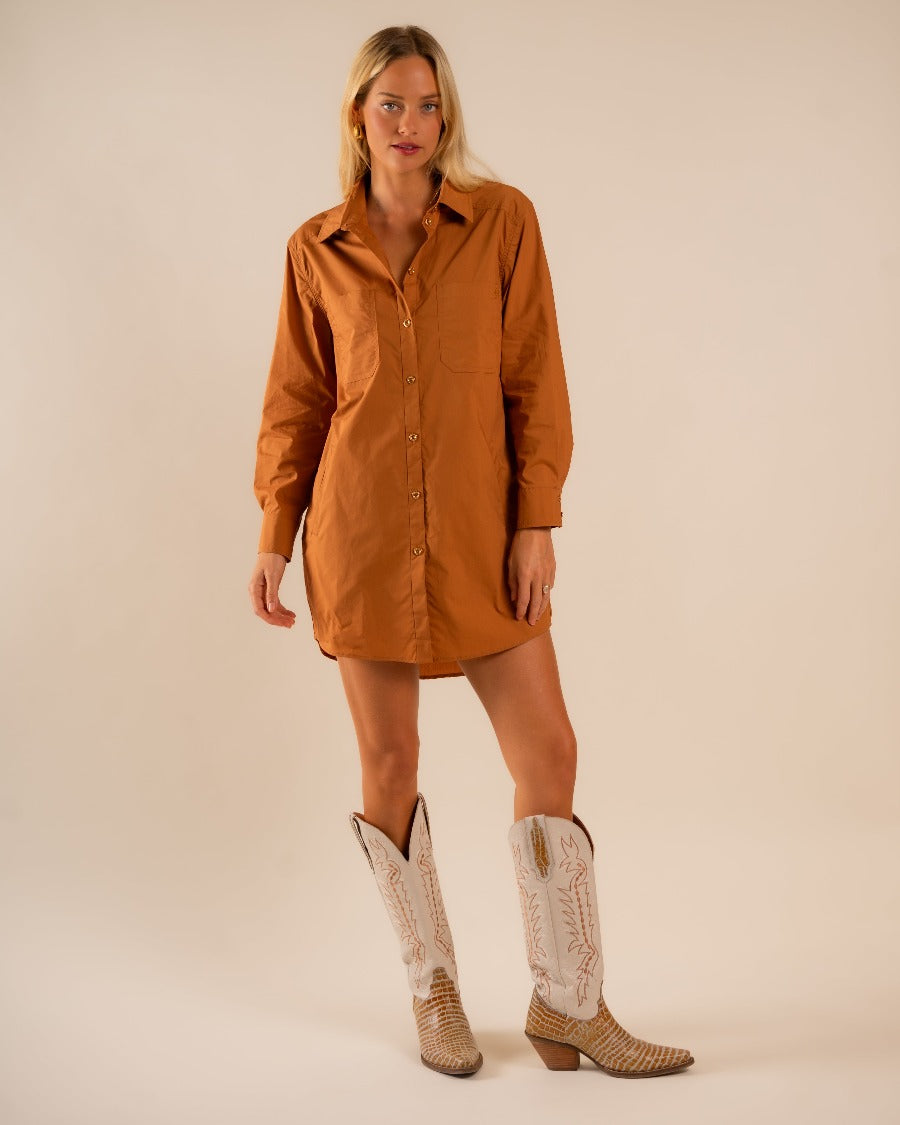 Basic Preslie Poplin Shirt Dress Terracotta7