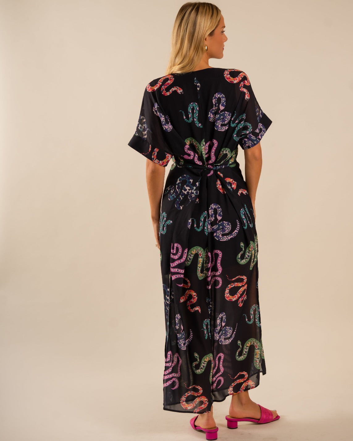 Beatrice Kaftan Dress All Over Snake Pattern 7