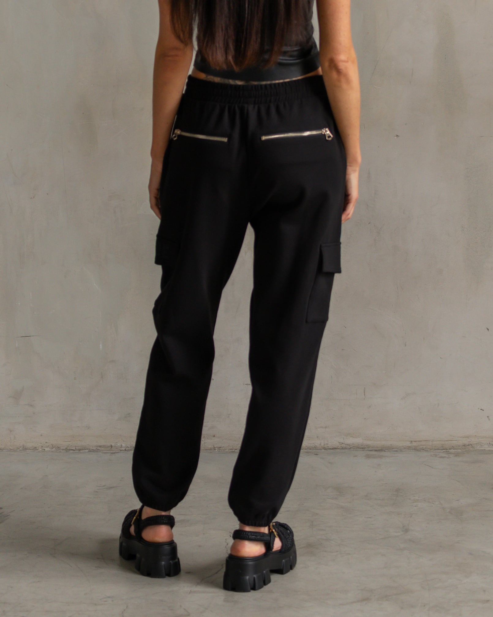 Chloe Interlock Cargo Jogger Black