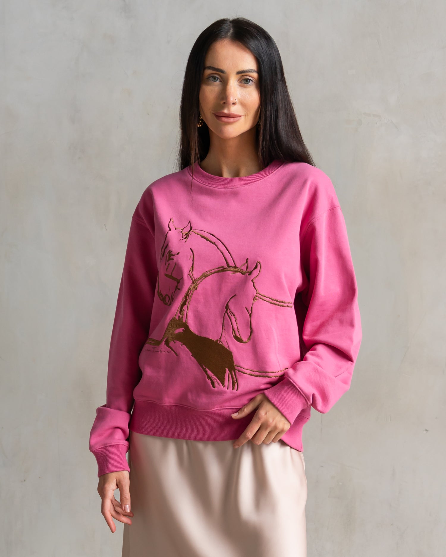 Classic Embroidered Sweatshirt Horse Play Berry