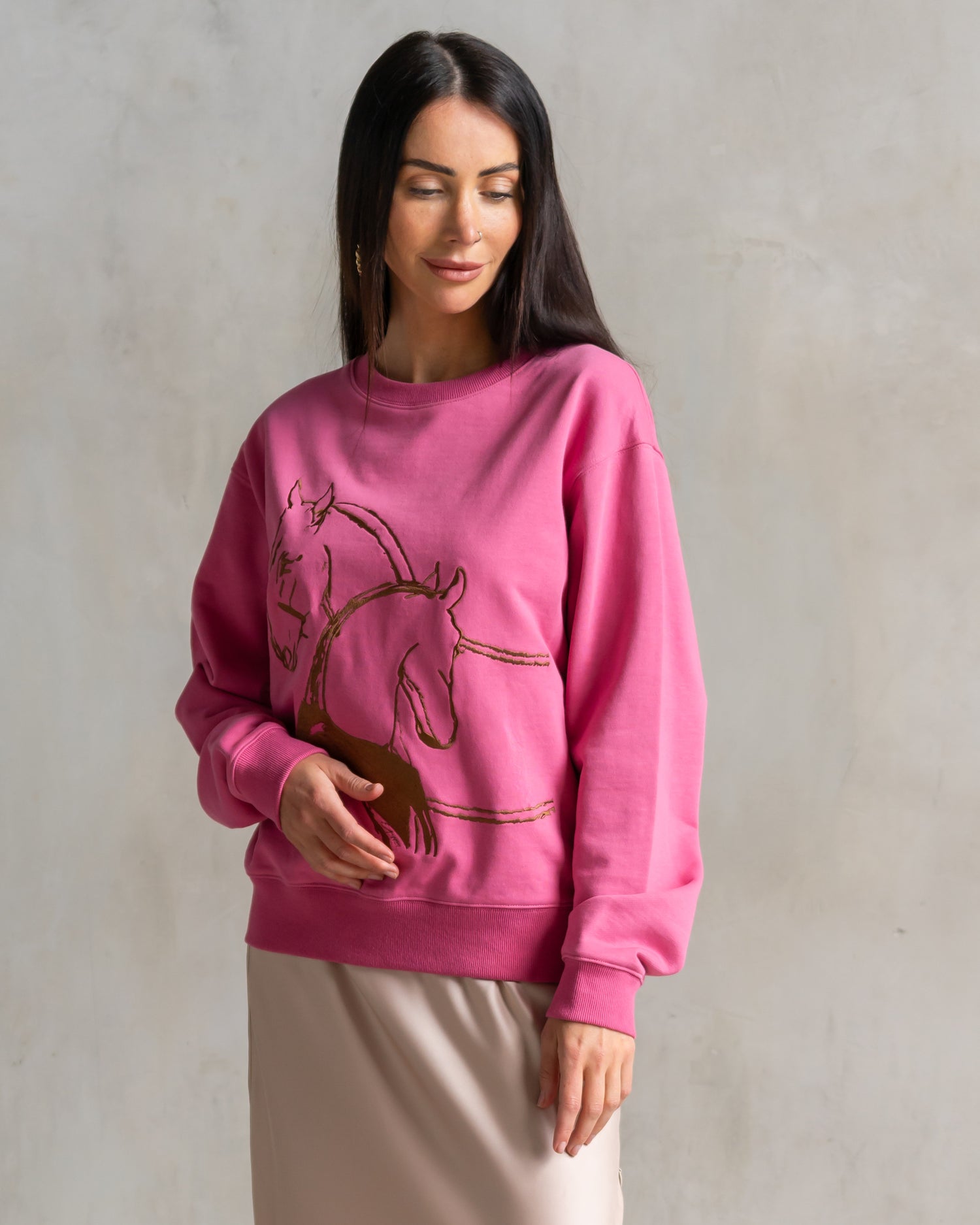 Classic Embroidered Sweatshirt Horse Play Berry