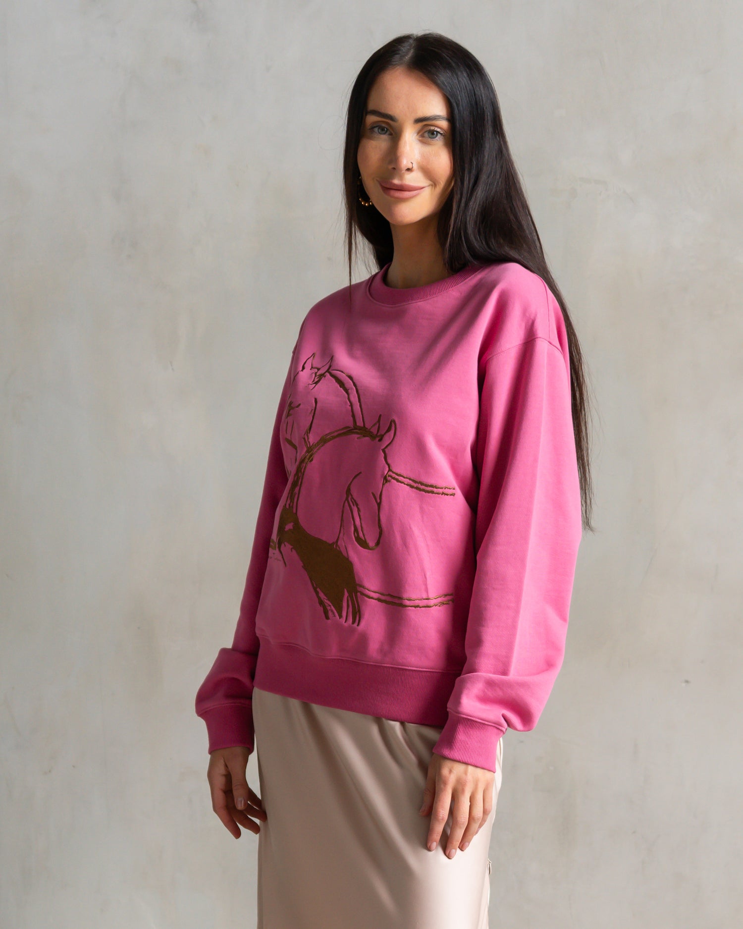 Classic Embroidered Sweatshirt Horse Play Berry