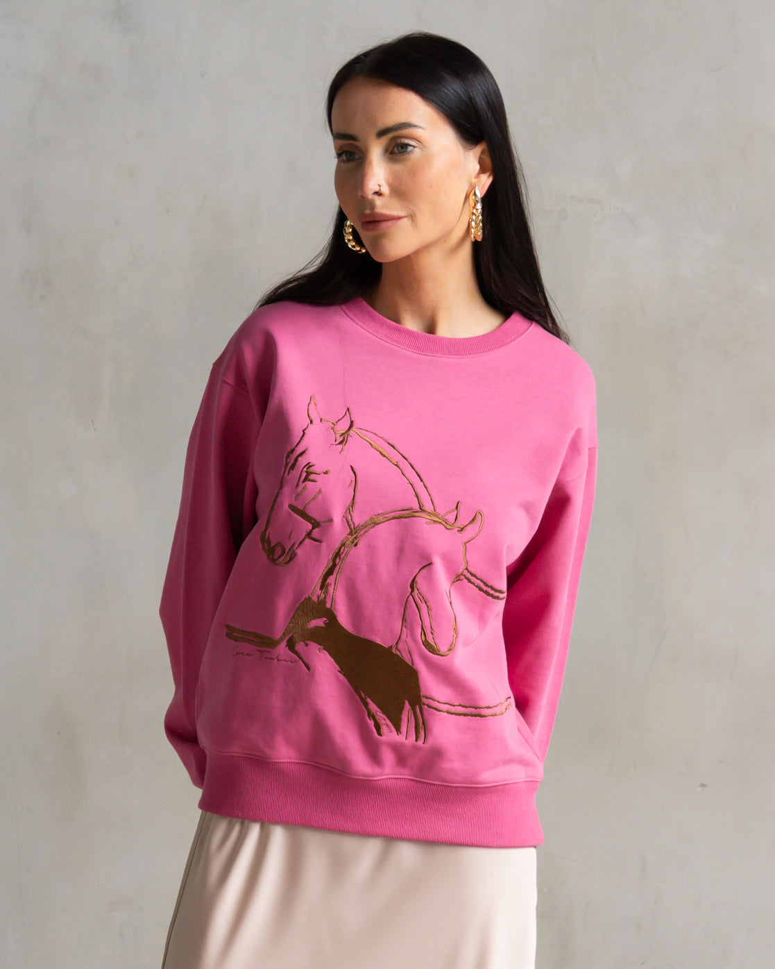 Classic Embroidered Sweatshirt Horse Play Berry