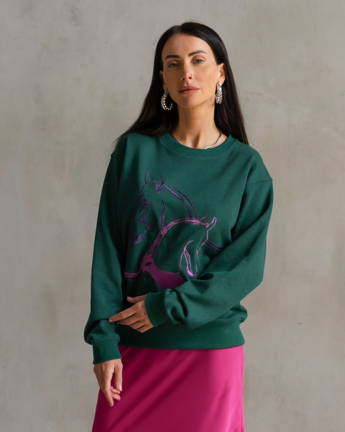 Classic Embroidered Sweatshirt Horse Play Multi