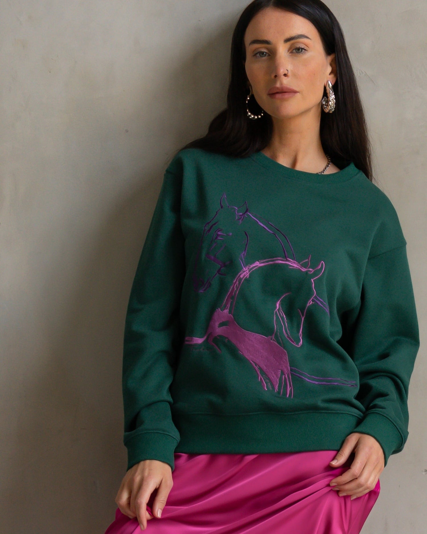 Classic Embroidered Sweatshirt Horse Play Multi