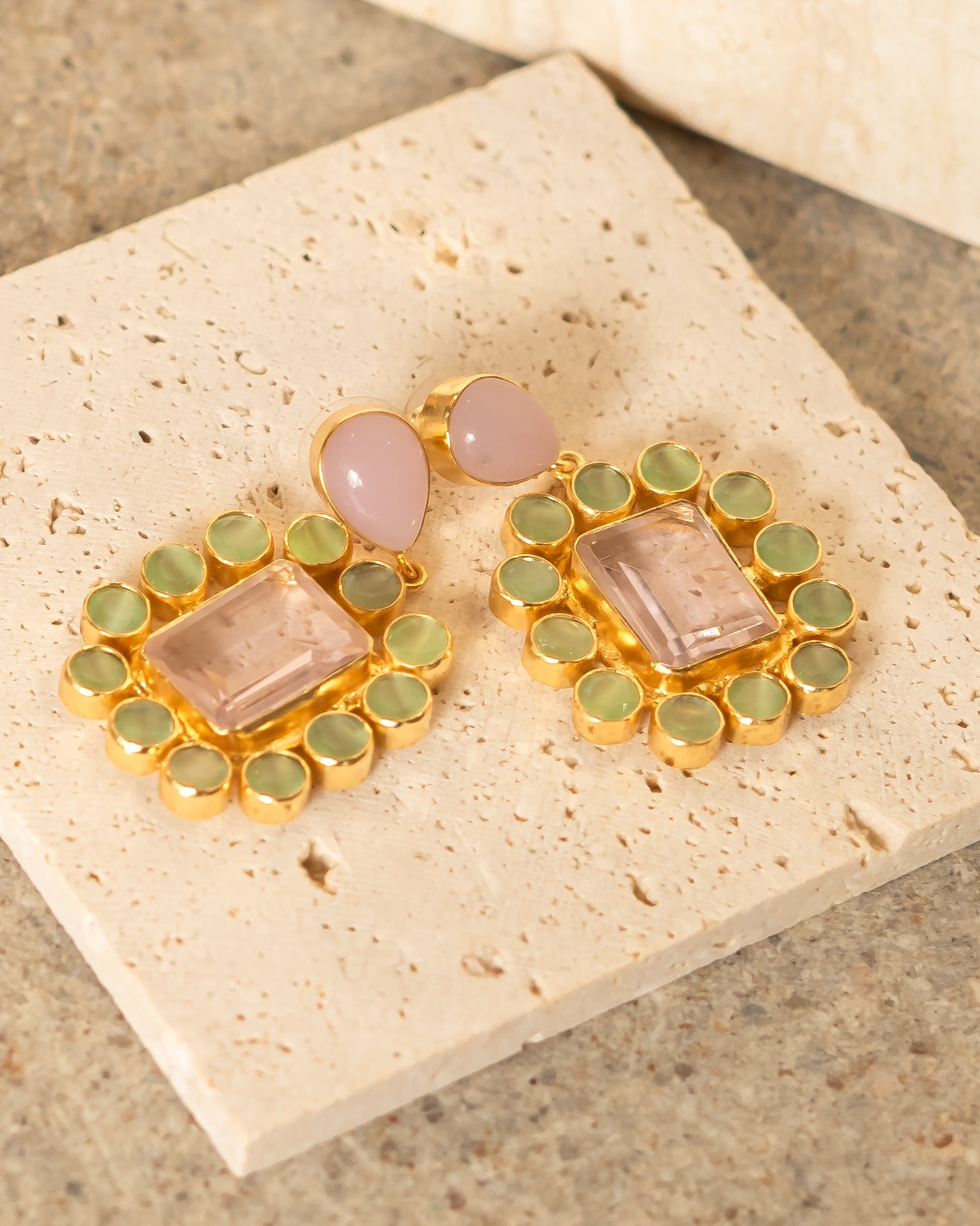 Sasha Spade Rose Quartz Earrings