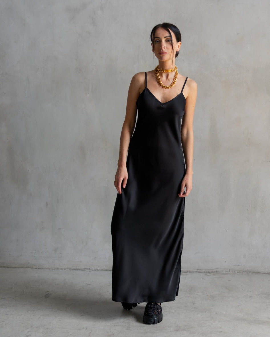 BASIC LENNON ZIPSLIP DRESS Black / L BASIC LENNON ZIPSLIP DRESS Black / L