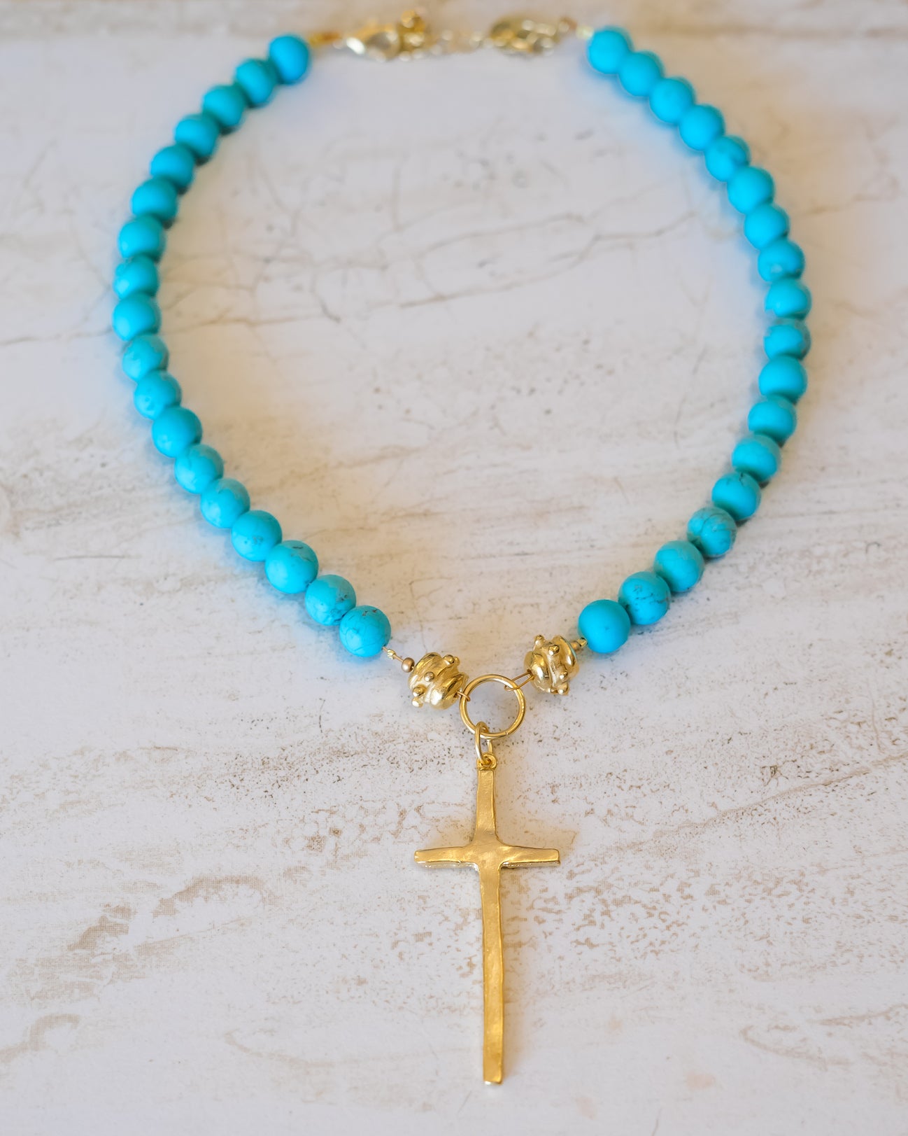 Elongated Cross Turquoise Necklace