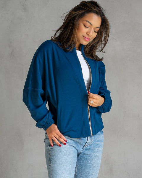 Women's Navy Jacket - Axel Interlock Cotton Stretch – Care Tucker