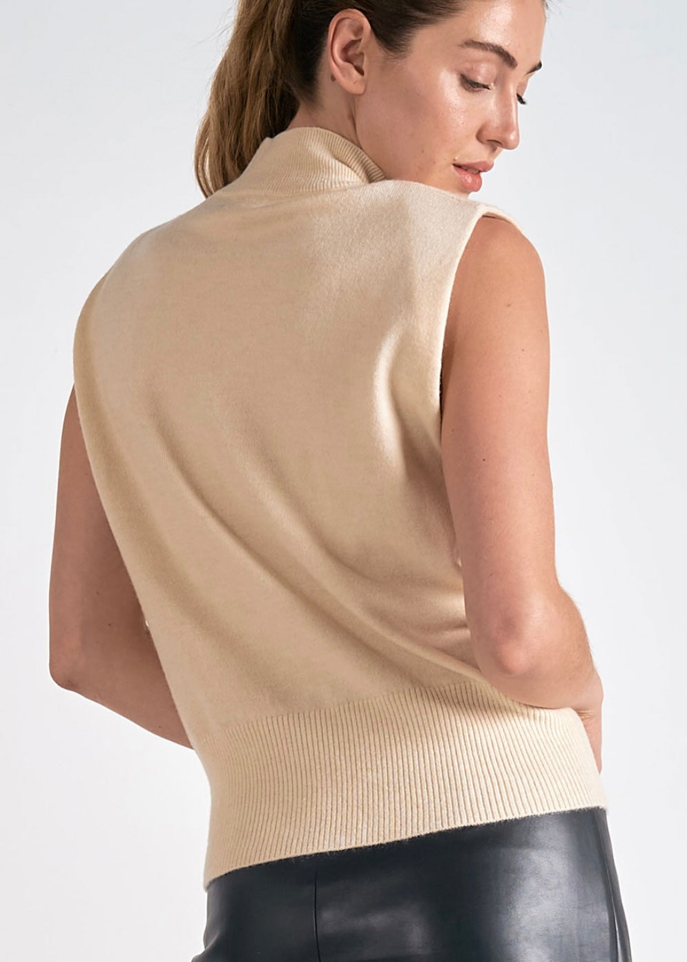 Elsa Mock Neck Sleeveless Sweater