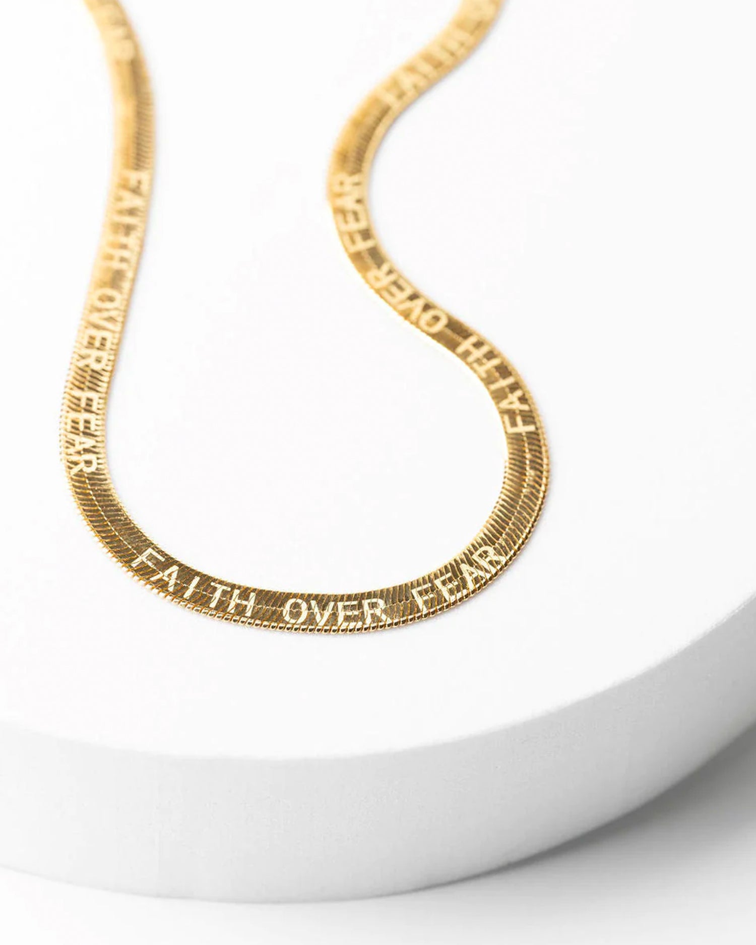 Faith Over Fear Herringbone Necklace