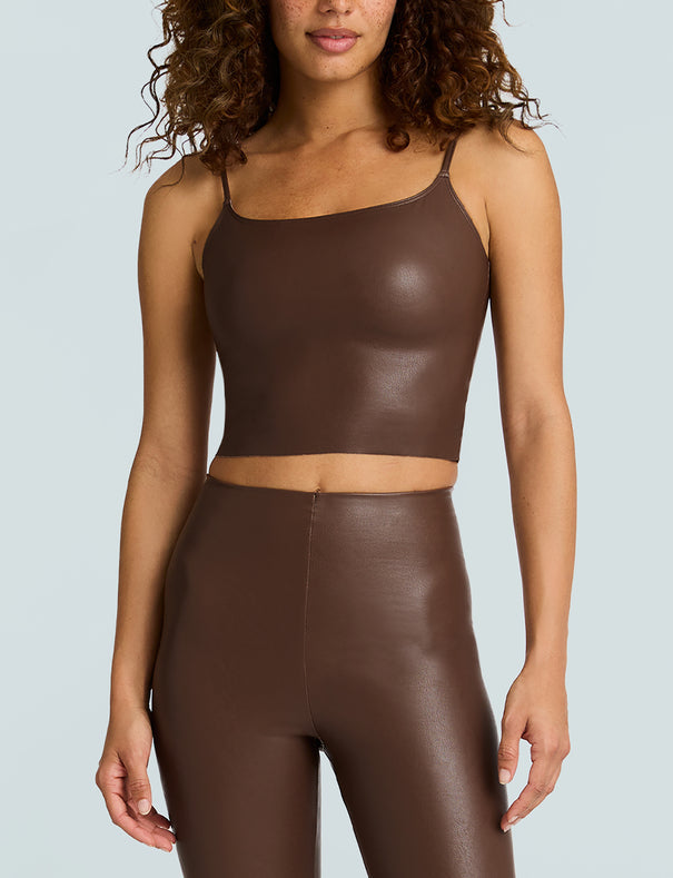 Faux Leather Cami Crop Top