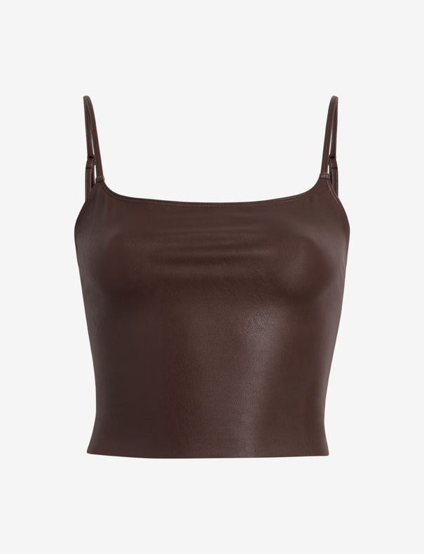 Faux Leather Cami Crop Top