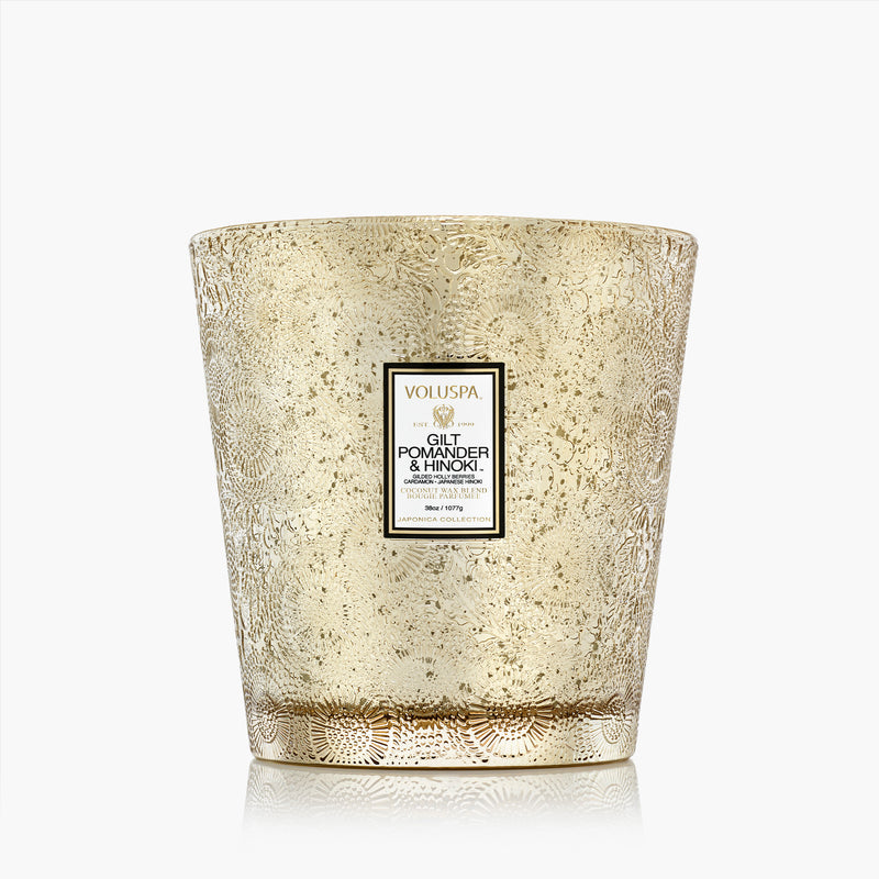 Gilt Pomander & Hinoki 3 Wick Hearth Candle
