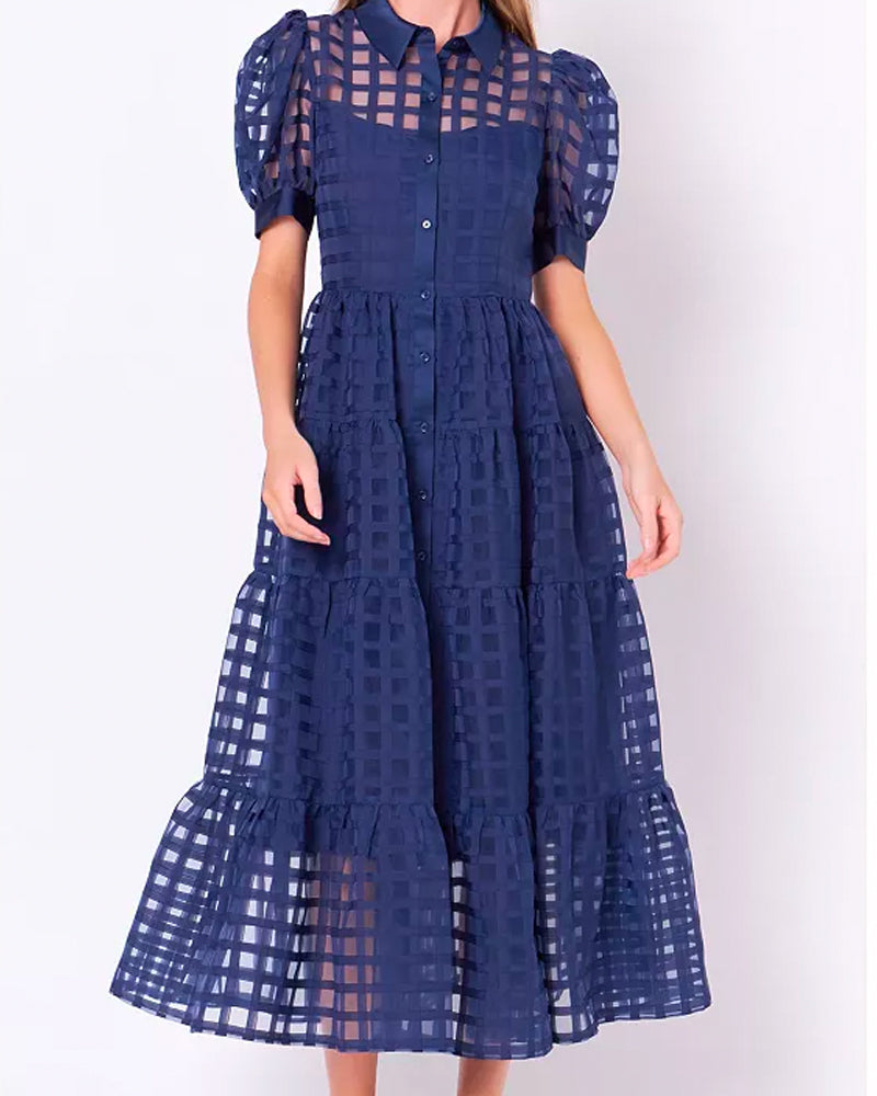 Greta Organza Tiered Maxi Dress