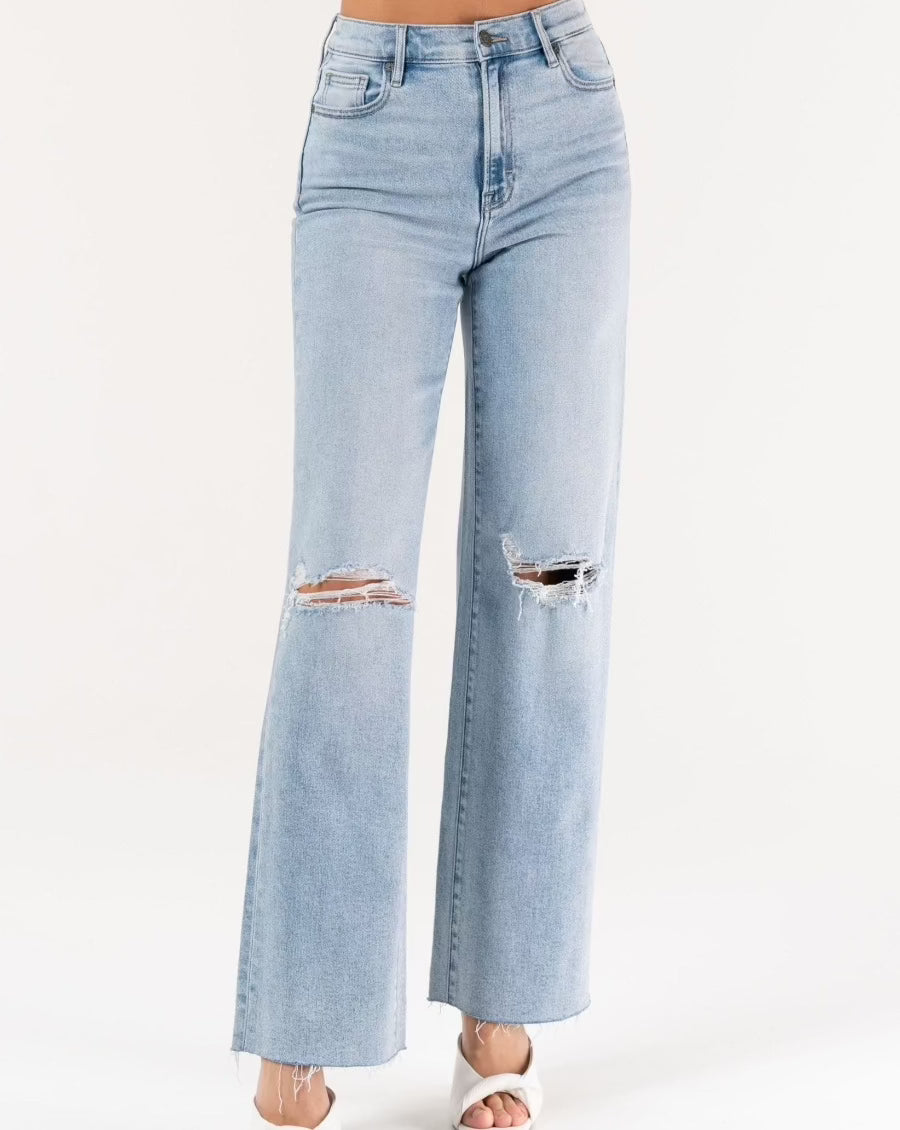 Ripped High Waist Dad Jeans